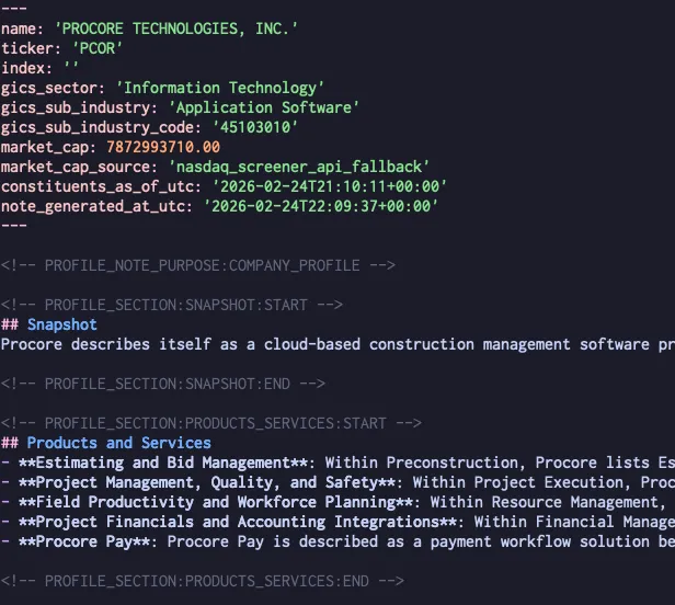 procore report screenshot